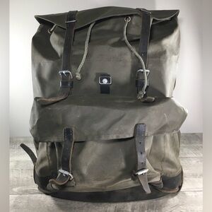 Vtg Swiss Army Rubberized Waterproof & Leather Mountain Rucksack Backpack Bag